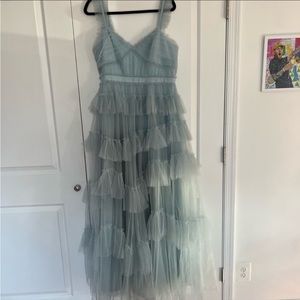 BCBG LUNA RUFFLED DRESS IN COLOR HAZE